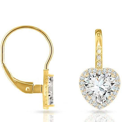 Crystal Lever-back Halo Heart Earrings