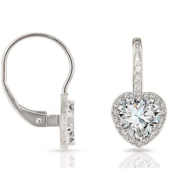 Crystal Lever-back Halo Heart Earrings