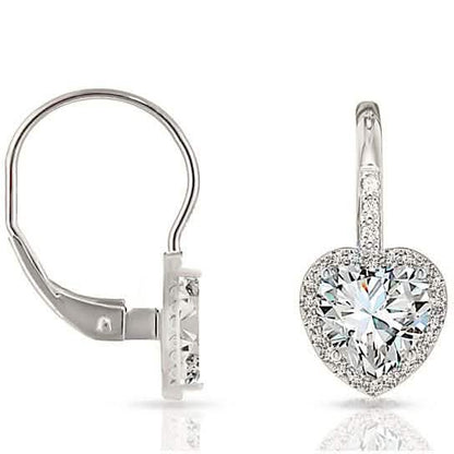 Crystal Lever-back Halo Heart Earrings