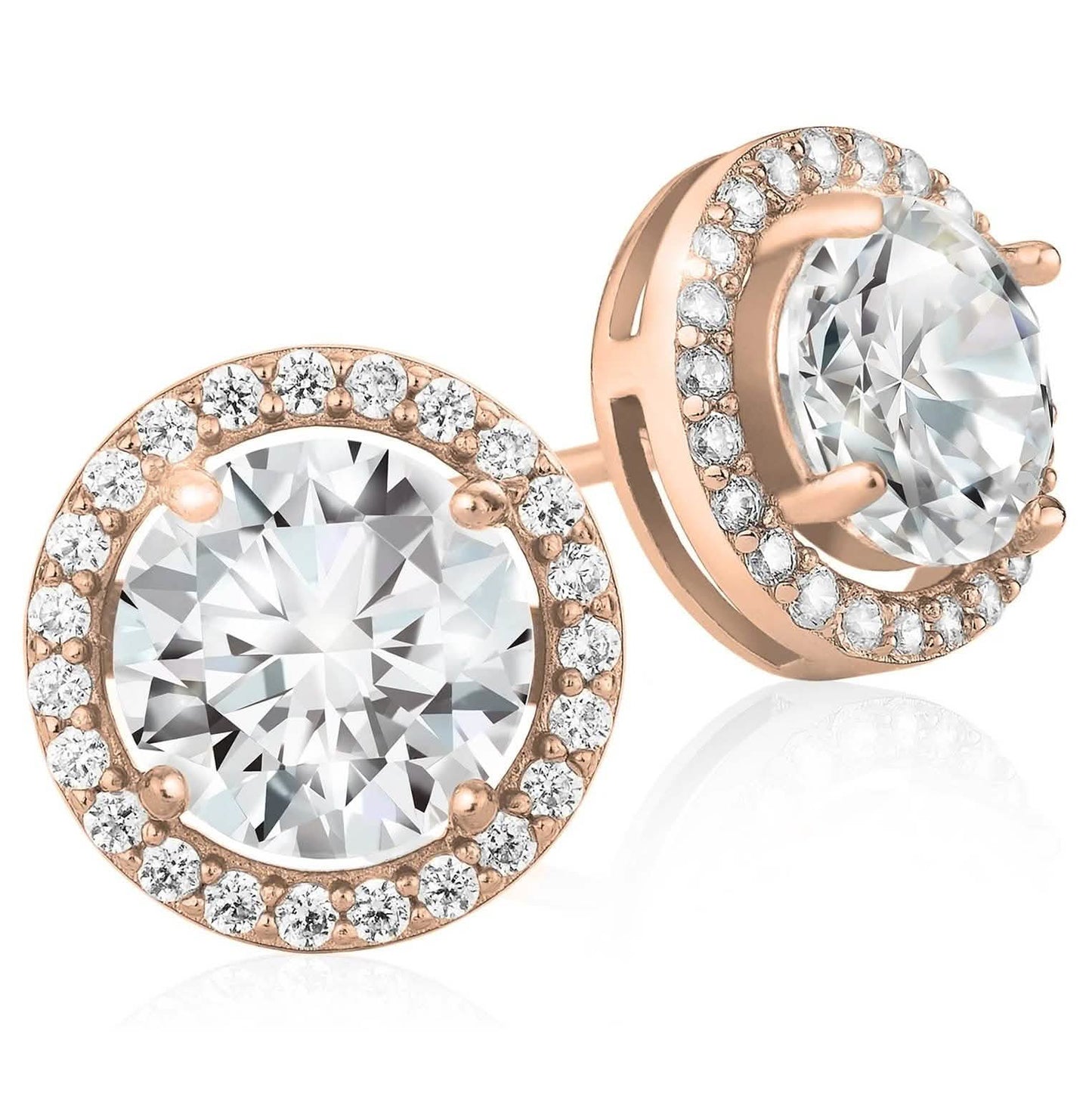 Crystal Round Halo Stud Earrings