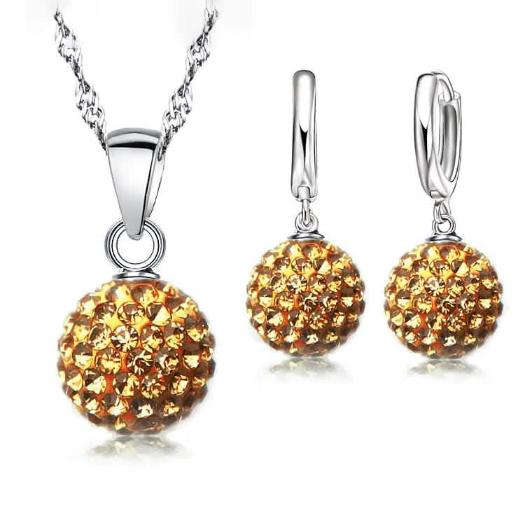 Crystalline Solid Silver Woman Jewelry Disco Ball Set
