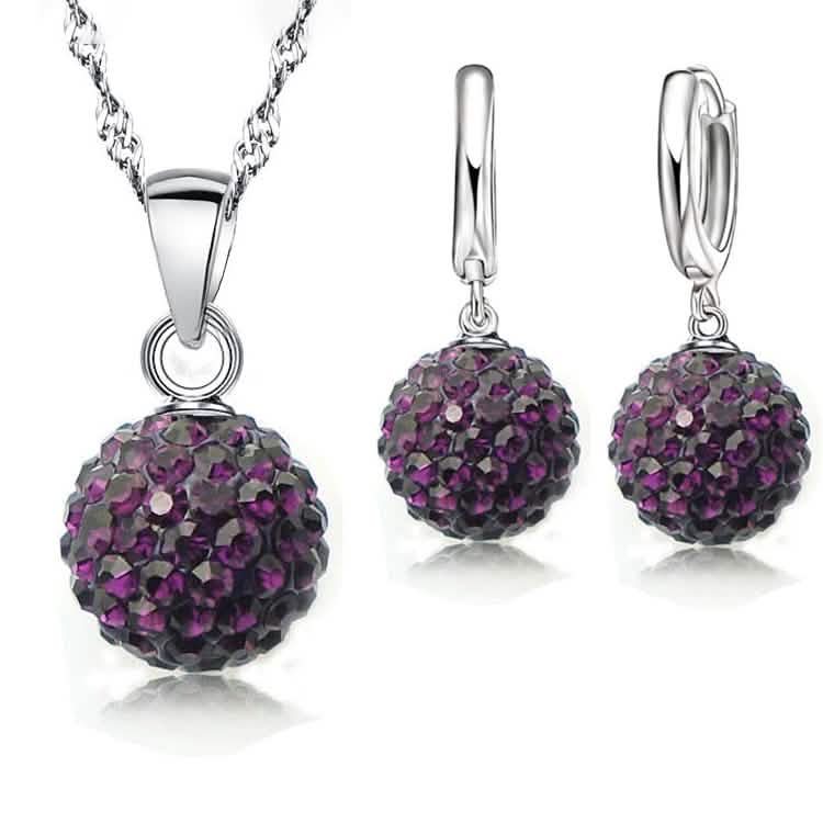 Crystalline Solid Silver Woman Jewelry Disco Ball Set