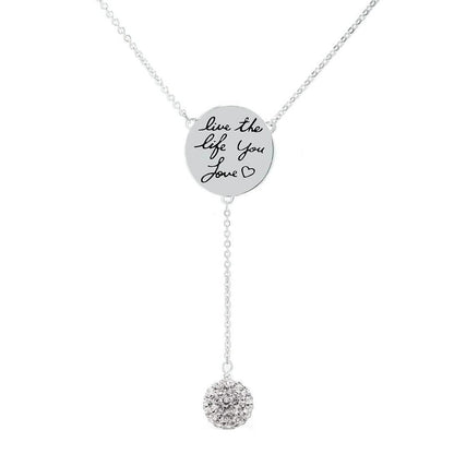 Cubic Zirconia Engraved Inspirational Necklaces