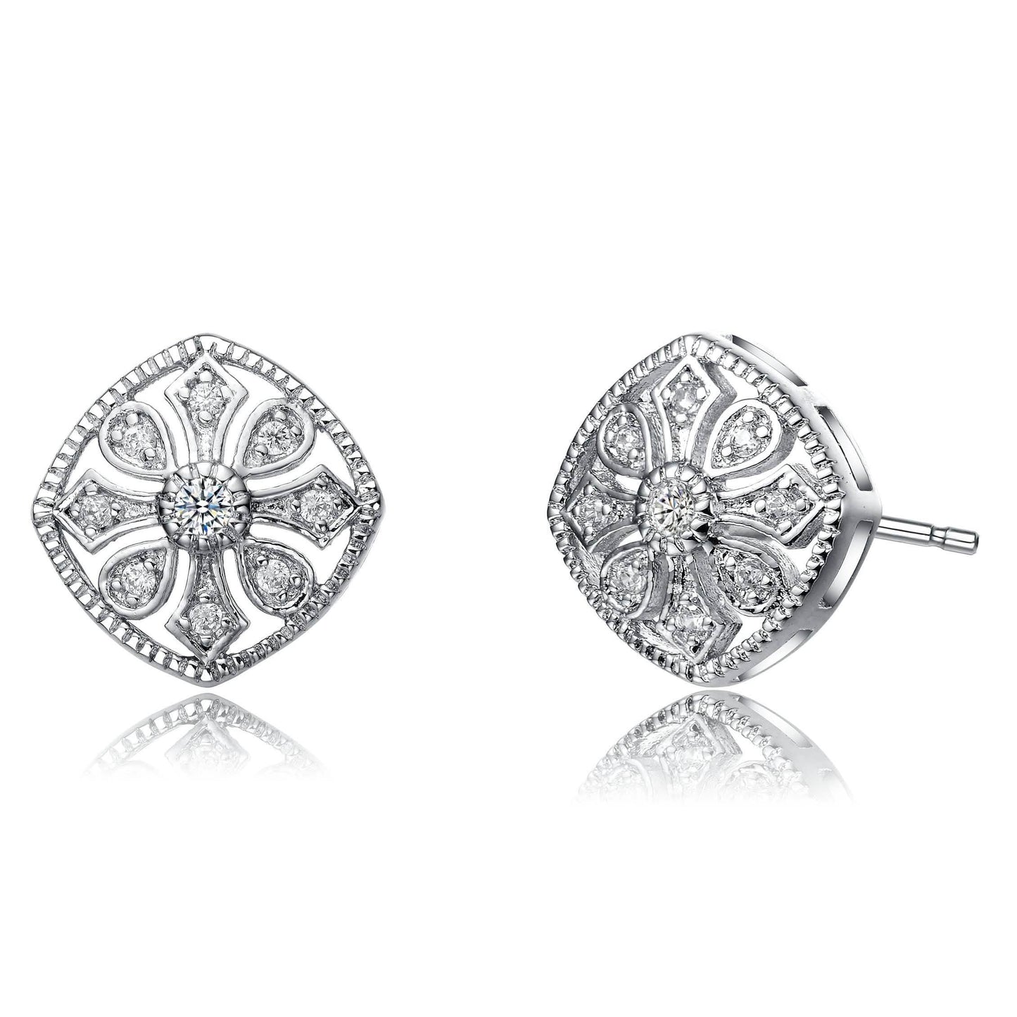 Cubic Zirconia Filigree Stud Earrings