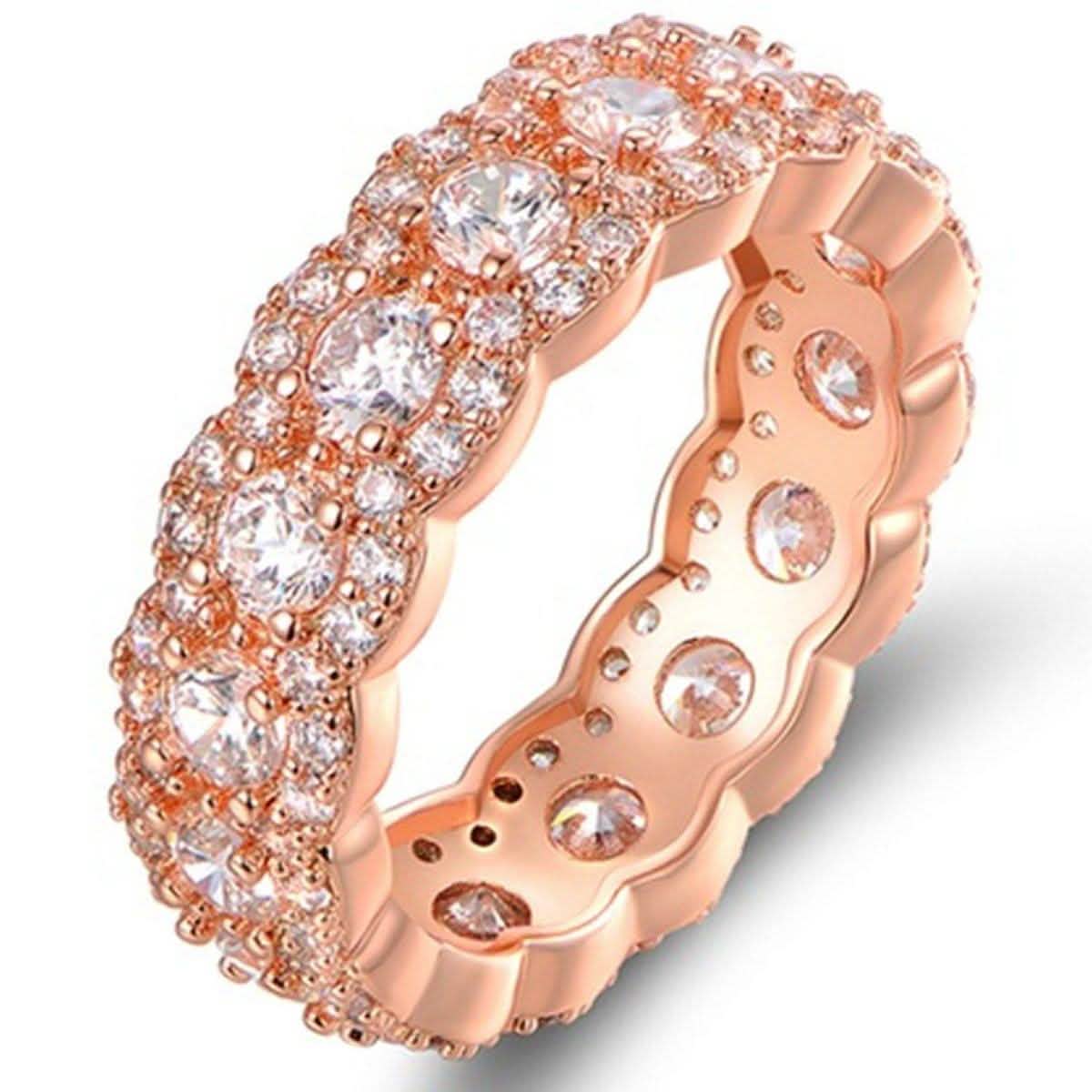 Cubic Zirconia Floral Eternity Band Ring - Assorted Sizes