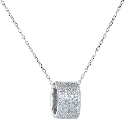 Cubic Zirconia Rondelle Pendant Necklace