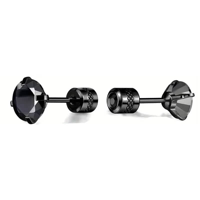 Cubic Zirconia Screw Back Stainless Steel Stud Earrings