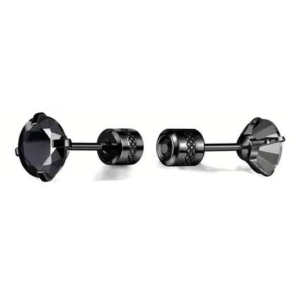 Cubic Zirconia Screw Back Stainless Steel Stud Earrings