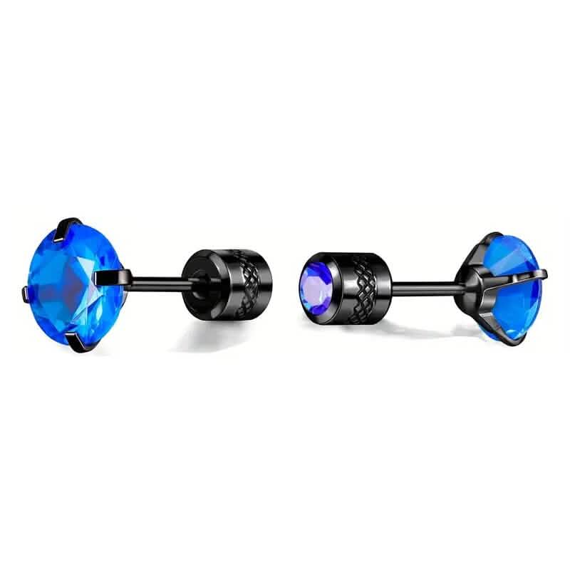 Cubic Zirconia Screw Back Stainless Steel Stud Earrings