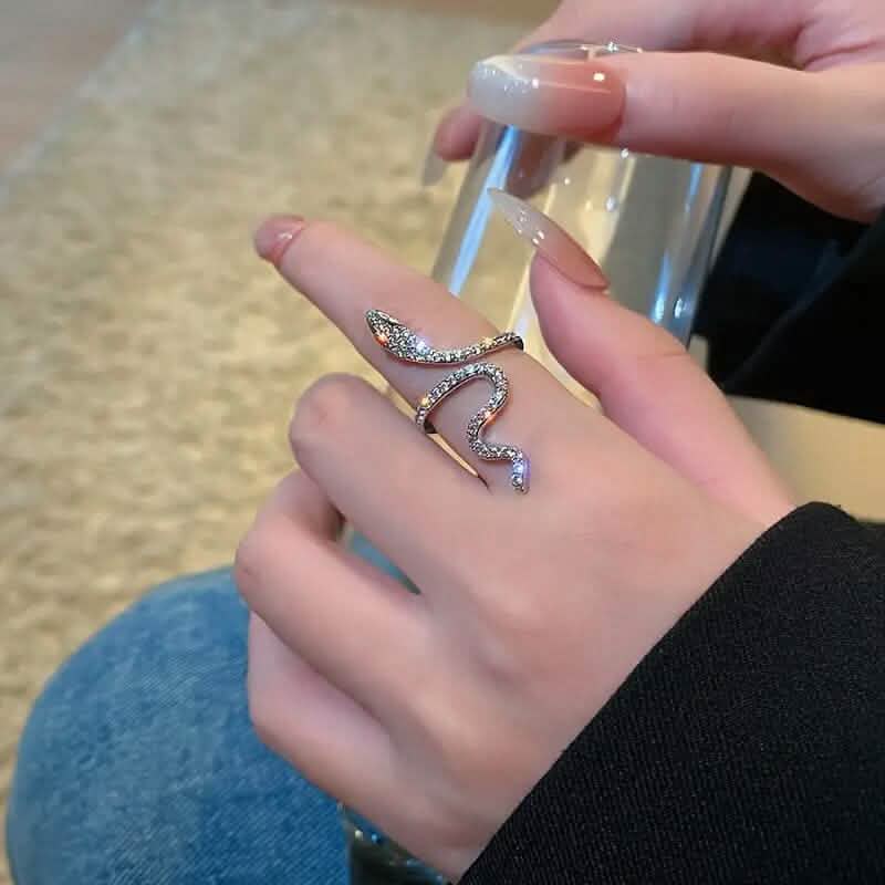 Cubic Zirconia Wrapped Small Snake Opening Adjustable Ring