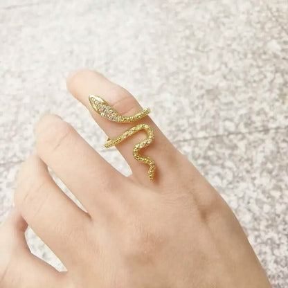 Cubic Zirconia Wrapped Small Snake Opening Adjustable Ring