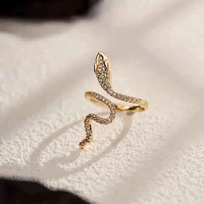 Cubic Zirconia Wrapped Small Snake Opening Adjustable Ring