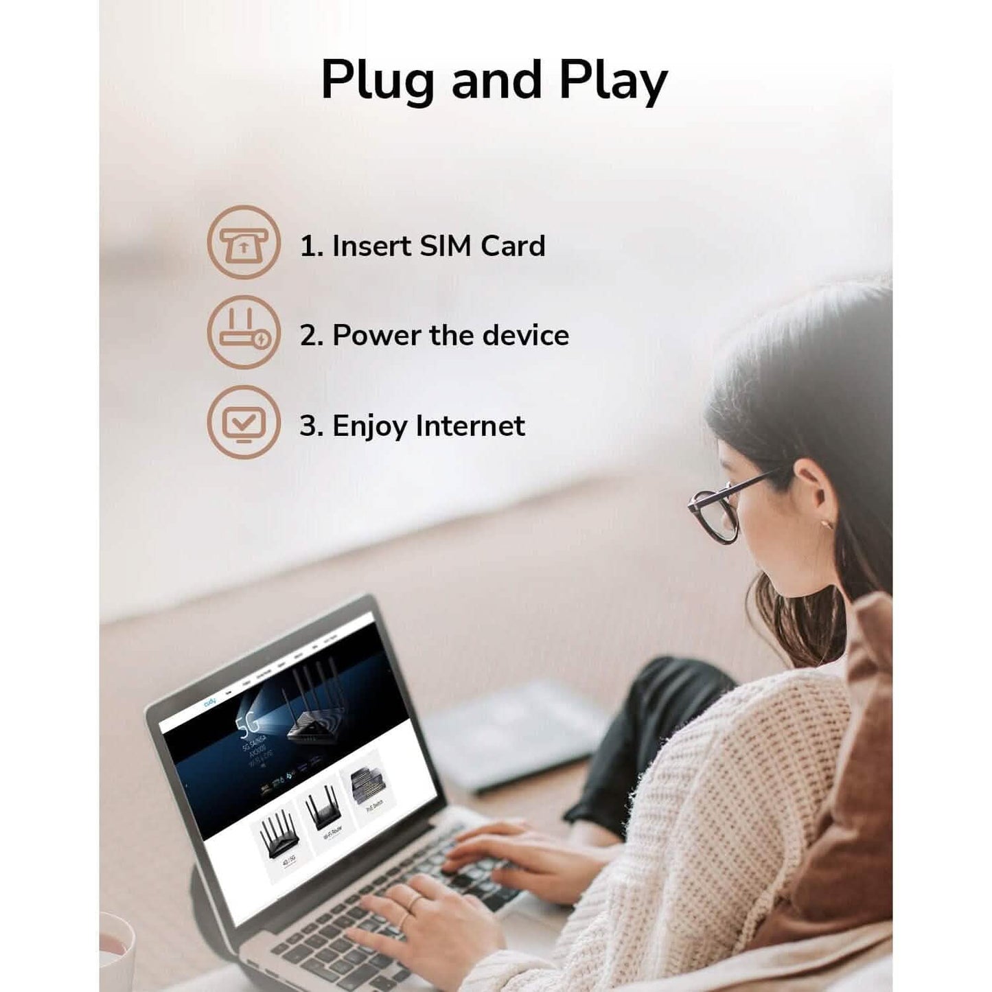 Cudy New AC1200 Dual Band Unlocked 4G LTE Modem Router with Sim Card Slot  (Refurbished)