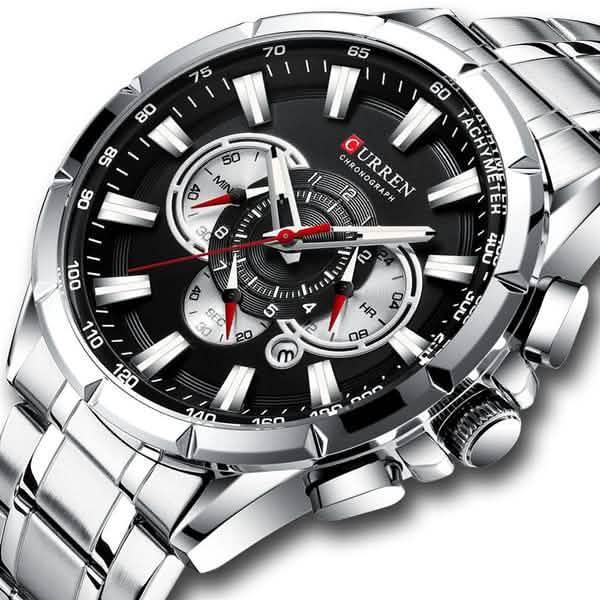 CURREN Men's Multifunctional Chronograph Calendar Quartz Waterproof Full Steel Watch