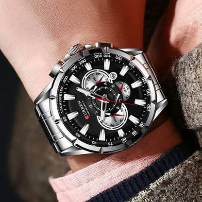 CURREN Men's Multifunctional Chronograph Calendar Quartz Waterproof Full Steel Watch