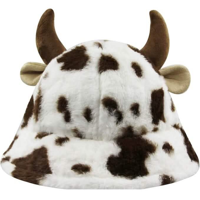 Cute Cow Print Fuzzy Bucket Hat