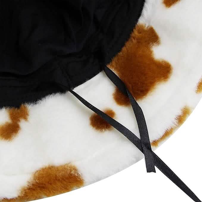 Cute Cow Print Fuzzy Bucket Hat