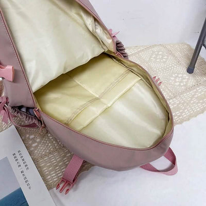 Cute Waterproof Multi-Pocket Women Backpacks with Bear Doll