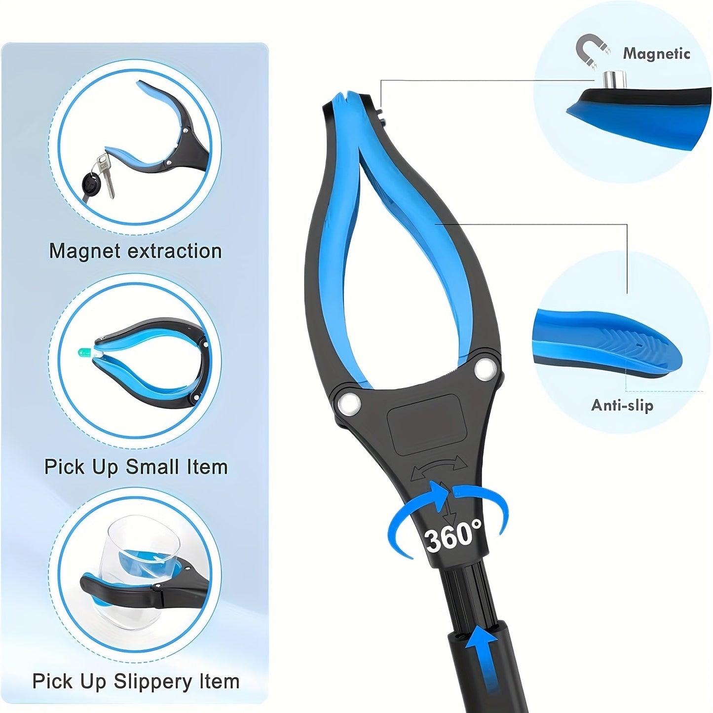 Heavy-Duty Steel Folding Trash Picker – 32" with Magnet & Anti-Slip Handle