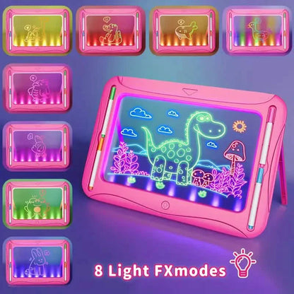 LED Light-Up Doodle Board – 9 Double-Sided Cards with Markers, Art Toy for Kids 3-8