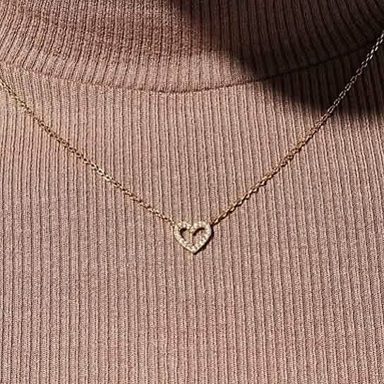 Dainty Diamond Heart Necklace Tiny Love Heart Everyday Necklace