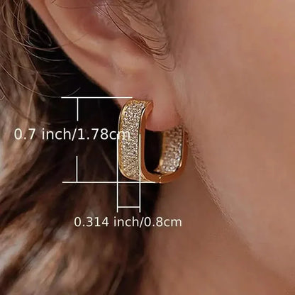 Dainty Paved CZ Hoop Earrings 18k Gold Plated Ear Jewelry