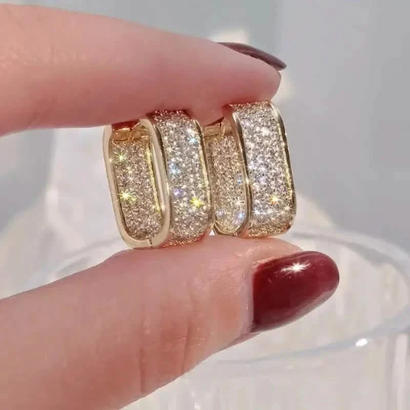 Dainty Paved CZ Hoop Earrings 18k Gold Plated Ear Jewelry