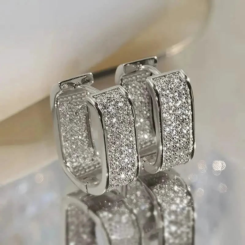 Dainty Paved CZ Hoop Earrings 18k Gold Plated Ear Jewelry