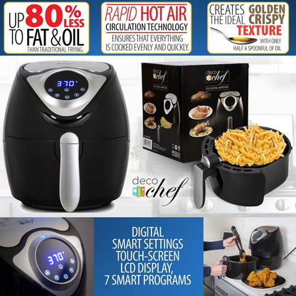 Deco Chef 3.7QT Electric Oil-Free Digital Air Fryer for Healthy Frying
