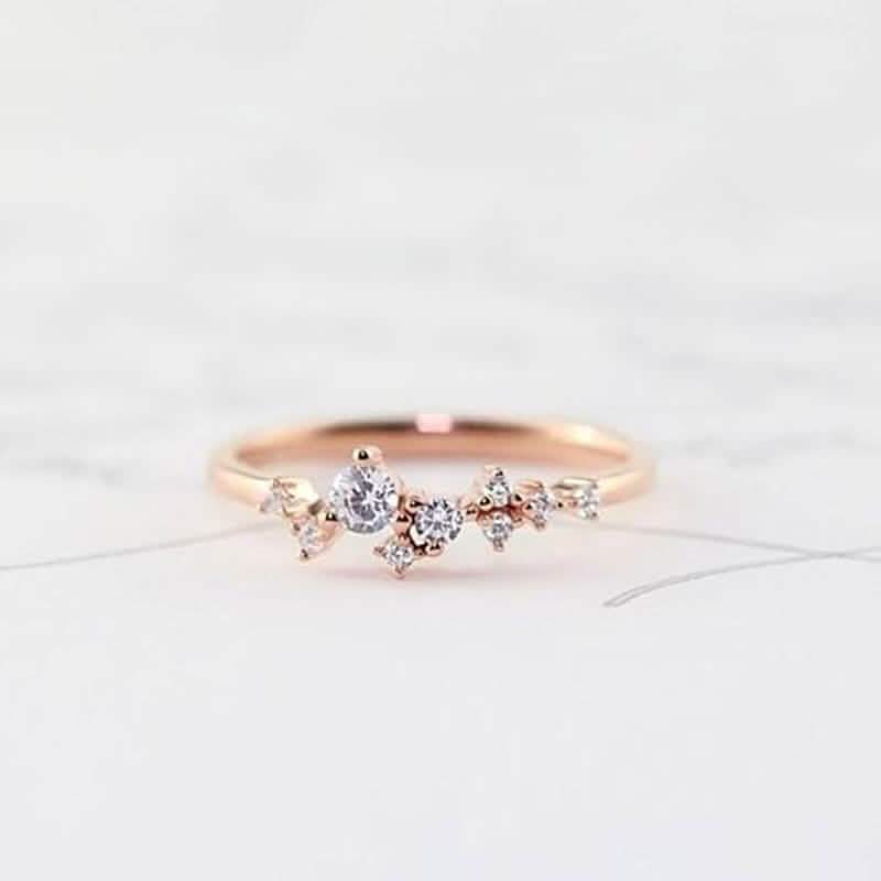 Delicate Cz Stackings Ring In 18Kt Gold