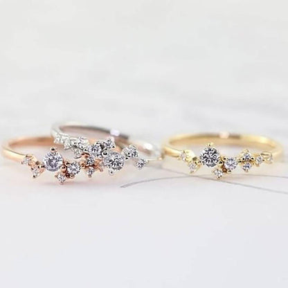 Delicate Cz Stackings Ring In 18Kt Gold