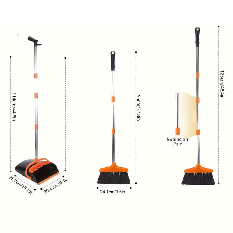 Deluxe Stand Up Broom and Dustpan Set