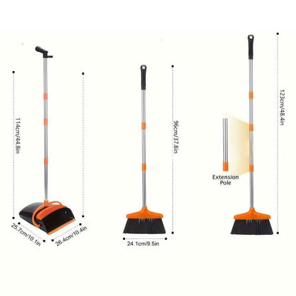 Deluxe Stand Up Broom and Dustpan Set