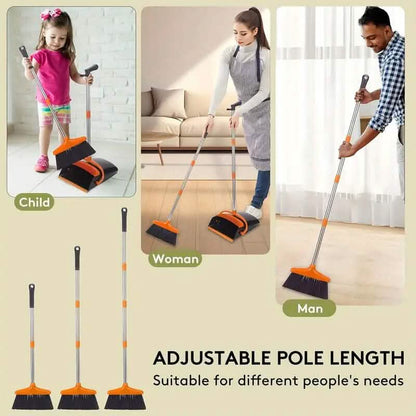 Deluxe Stand Up Broom and Dustpan Set