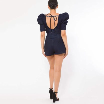 Denim Stretch Fashion Romper