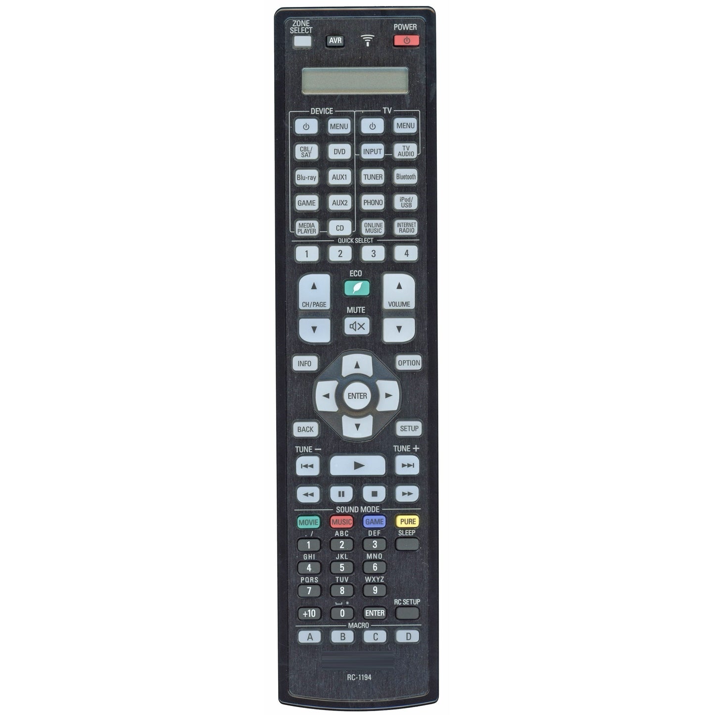Denon RC-1194 A/V Receiver Remote Control | LCD Screen | Backlight | AVRX7200W | AVRX7200WA - 30701016300AD