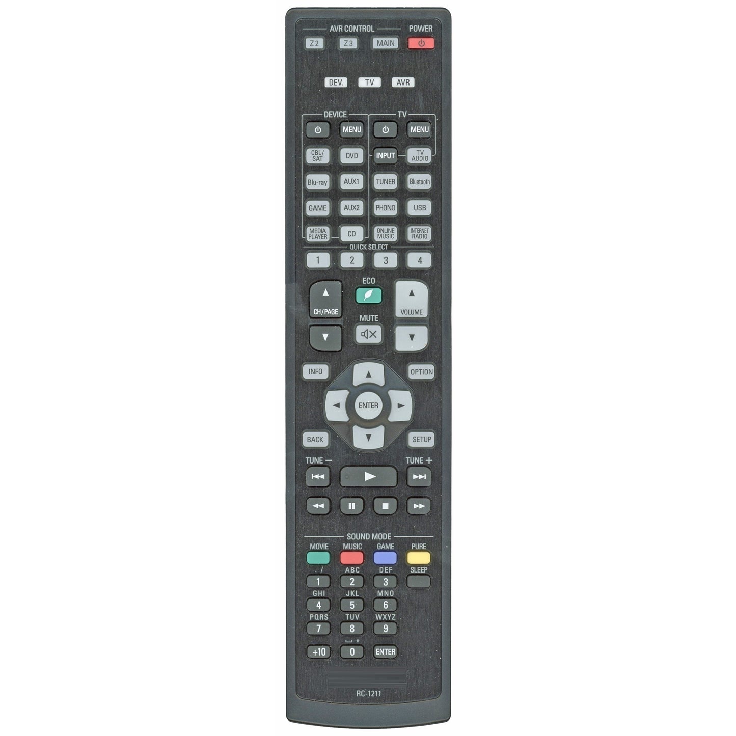 Denon RC-1211 A/V Receiver Remote Control | For AVRX6300, AVRX4300H, AVRX6300H - 30701022600AS