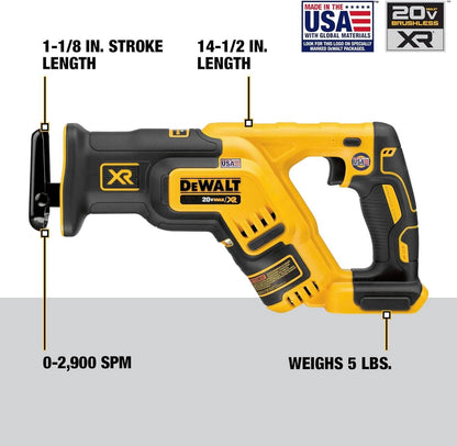 DEWALT 20V MAX* XR Reciprocating Saw, Compact, Tool Only (DCS367B)  (Refurbished)