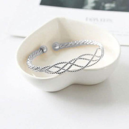 Diamond Cut Filigree Braided Cuff Bangle