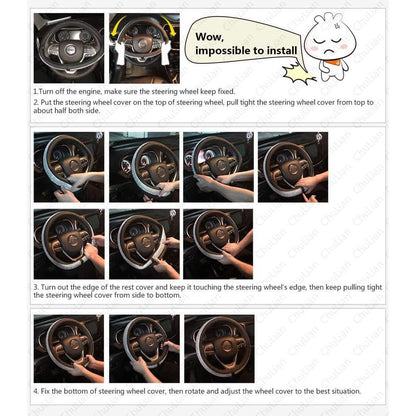 Diamond Leather Steering Wheel Cover with Bling Bling Crystal Rhinestones