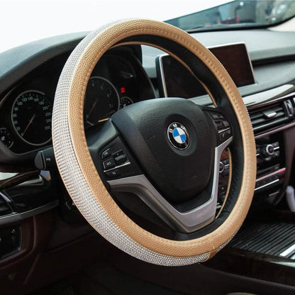 Diamond Leather Steering Wheel Cover with Bling Bling Crystal Rhinestones