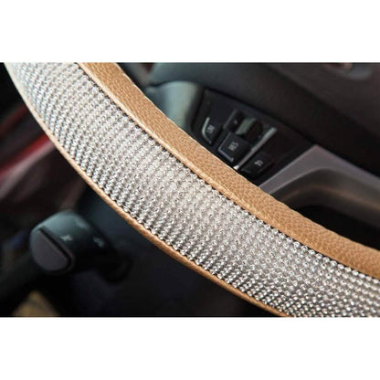 Diamond Leather Steering Wheel Cover with Bling Bling Crystal Rhinestones
