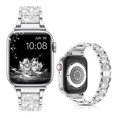 Diamond Rhinestone Stainless Steel Metal Wristband Strap