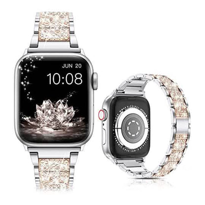 Diamond Rhinestone Stainless Steel Metal Wristband Strap