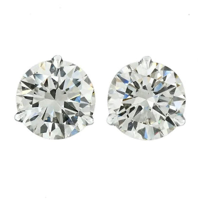 Diamond Stud Earrings F VS2 Round 4 Carat Lab Created 14K White Gold Screw Back