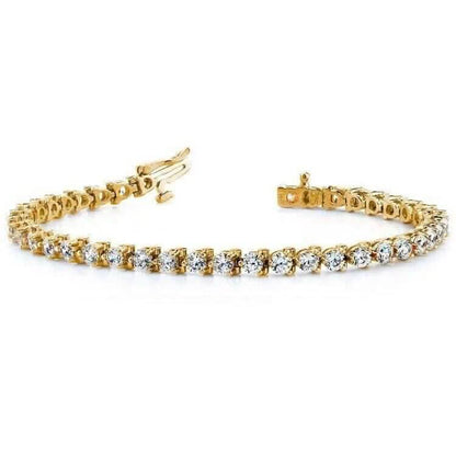 Diamond Tennis Bracelet 6.00 CT Round Cut 14k Yellow Gold 100% Natural H/SI