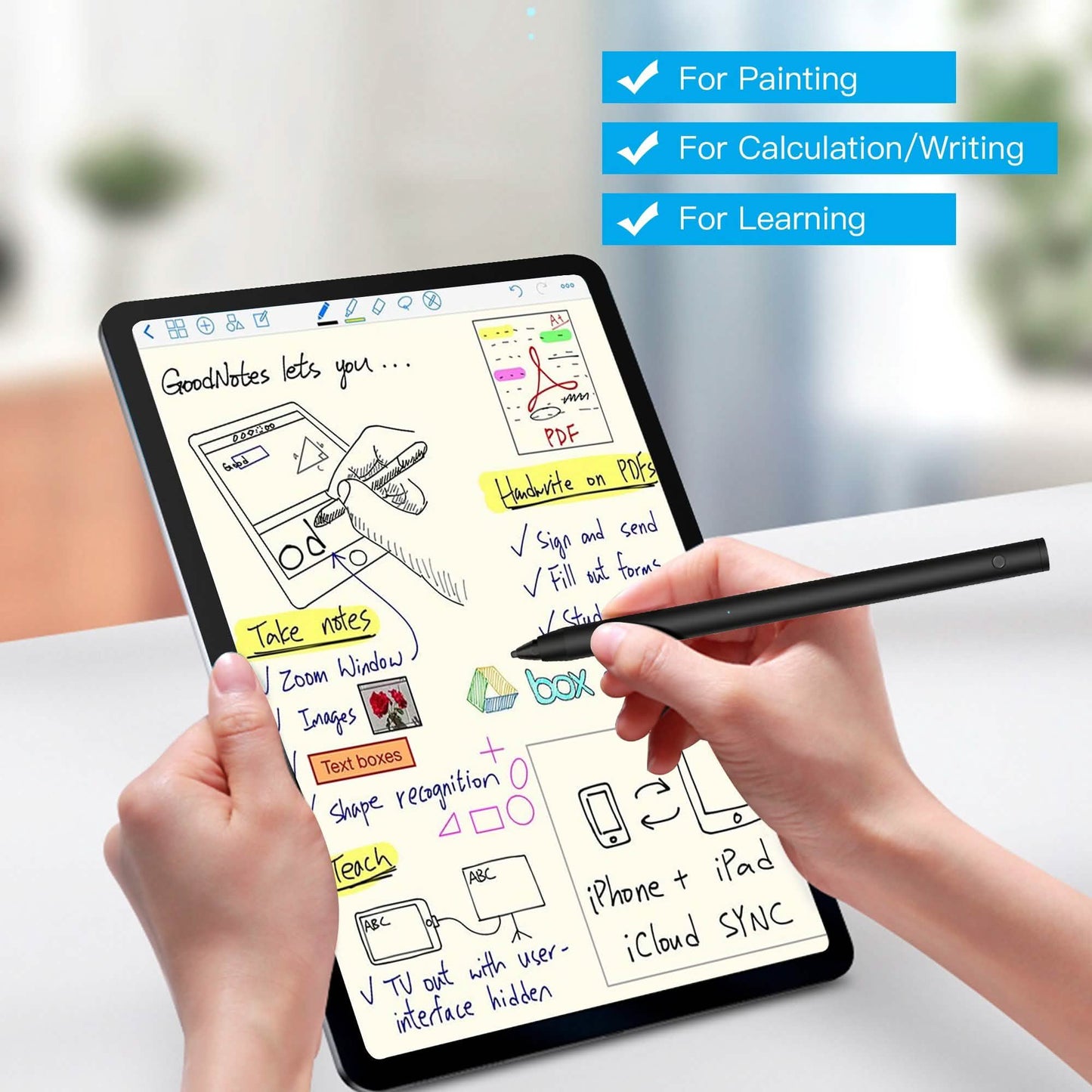 Digital Active Stylus Pen Pencil For iPad Android TouchScreen Fine Tip 1.5mm