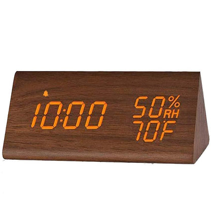 Digital Alarm Clock with Wooden Electronic LED Time Display