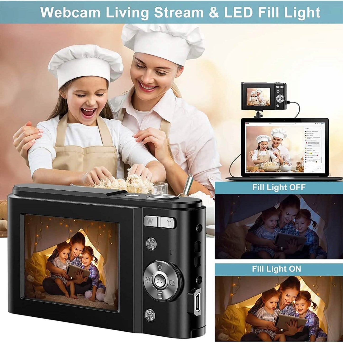 Digital Baby Camera 1080P 48MP with 32GB SD Card