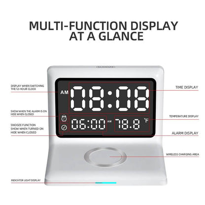 Digital Mirror Clock Wireless Charging Alarm Clock